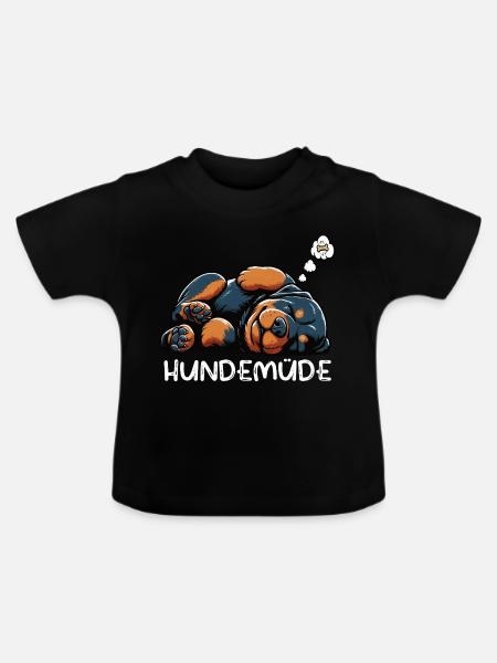 Hundemüde Rottweiler Rottweilerbesitzer Rottie - Baby Bio-T-Shirt mit Rundhals - Schwarz