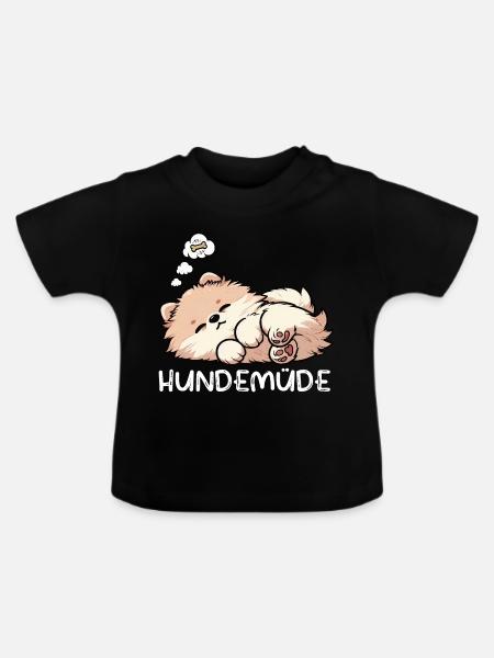 Hundemüde Zwergspitz Zwergspitze Spitzhund Spitz - Baby Bio-T-Shirt mit Rundhals - Schwarz