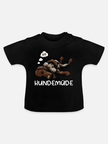 Hundemüde Deutsch Drahthaar drahthaar hunde - Baby Bio-T-Shirt mit Rundhals - Schwarz