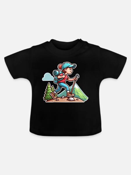Wanderin Wandern - Baby Bio-T-Shirt mit Rundhals - Schwarz