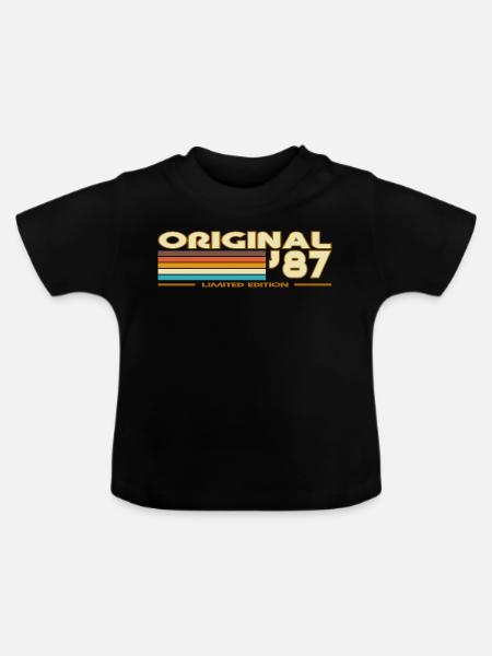 Originale 87er Retrowave-Streifen - Baby Bio-T-Shirt mit Rundhals - Schwarz