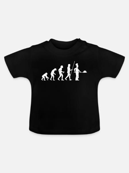 Bäcker Evolution Distressed Look - Baby Bio-T-Shirt mit Rundhals - Schwarz