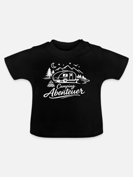 Camping Abenteuer - Baby Bio-T-Shirt mit Rundhals - Schwarz