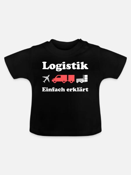 Logistik Design: Flugzeug, Lkw, Fracht - Baby Bio-T-Shirt mit Rundhals - Schwarz