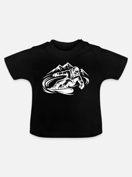 Snowboarder in den Bergen – Snowboard Action - Baby Bio-T-Shirt mit Rundhals - Schwarz