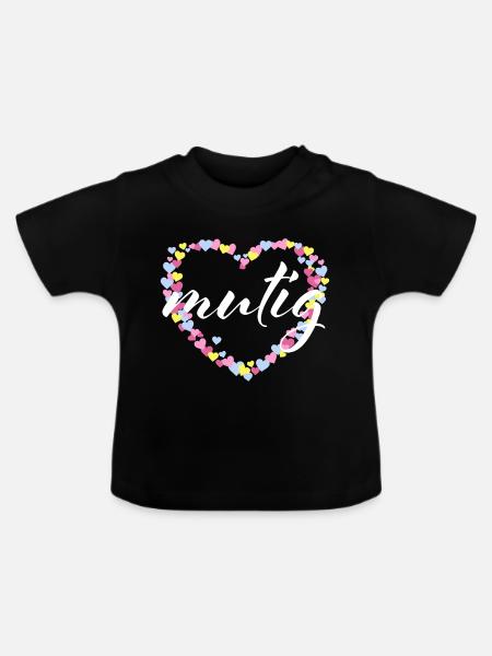mutig Mut Mutmacher - Pastell Herz - Baby Bio-T-Shirt mit Rundhals - Schwarz