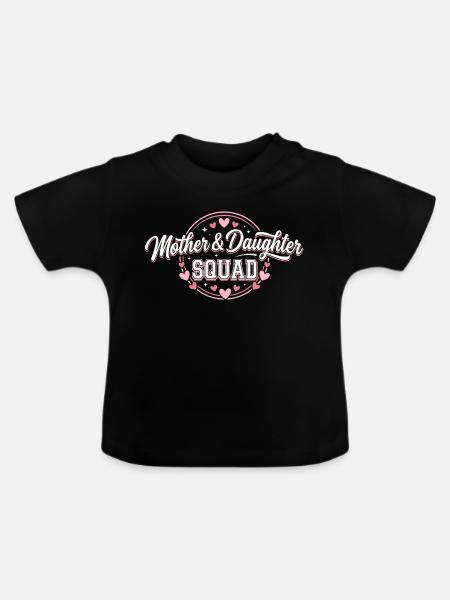Mutter-Tochter-Trupp | Pinkes Mutter-Tochter-Geschenk - Baby Bio-T-Shirt mit Rundhals - Schwarz