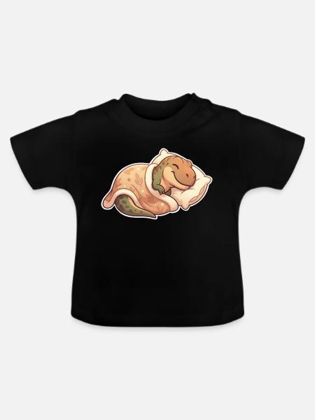 T Rex Schlafen - Baby Bio-T-Shirt mit Rundhals - Schwarz