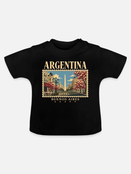 Argentinien Buenos Aires Retroreise - Baby Bio-T-Shirt mit Rundhals - Schwarz