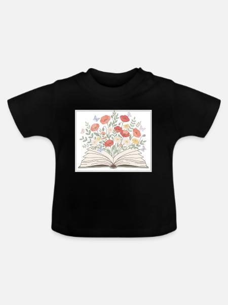 Bücher - Baby Bio-T-Shirt mit Rundhals - Schwarz