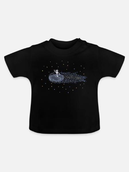Roboter auf Meteoroid - Baby Bio-T-Shirt mit Rundhals - Schwarz