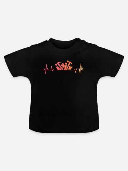 DIY Sunset Heartbeat DIY - Baby Bio-T-Shirt mit Rundhals - Schwarz