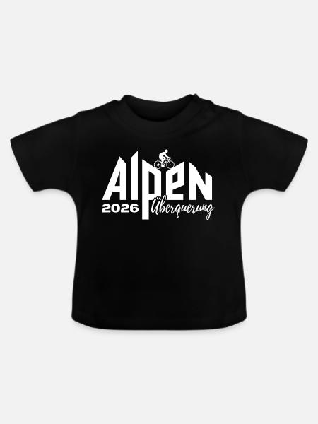 Alpen Überquerung 2026 - Fahrrad - Baby Bio-T-Shirt mit Rundhals - Schwarz