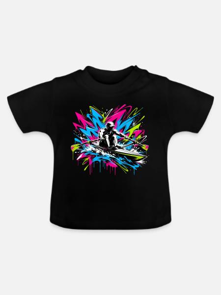 Rudern Graffiti - Baby Bio-T-Shirt mit Rundhals - Schwarz