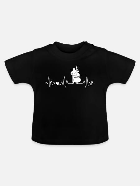 Kontrabass Herzschlag Kontrabassist Klassik Jazz - Baby Bio-T-Shirt mit Rundhals - Schwarz