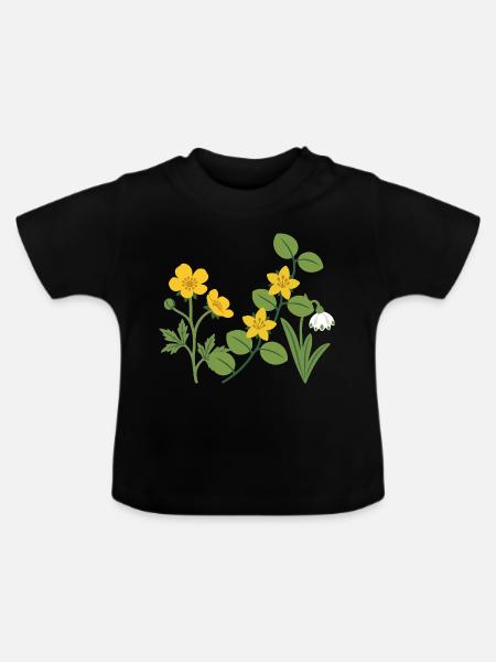 Naturfreunde · Blumen - Baby Bio-T-Shirt mit Rundhals - Schwarz