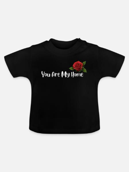Du bist mein Zuhause, Rose - Baby Bio-T-Shirt mit Rundhals - Schwarz