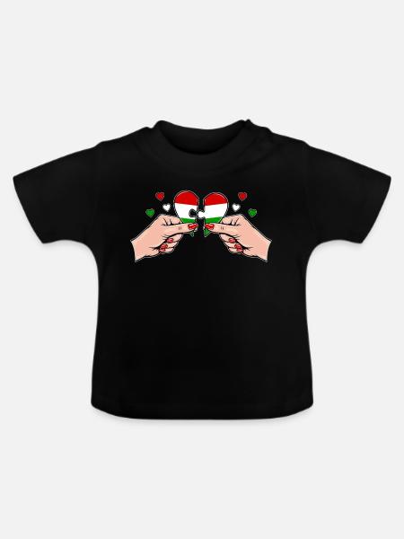 Ungarn Frauenhände Herzpuzzle - Baby Bio-T-Shirt mit Rundhals - Schwarz