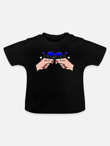 Estland Frauenhände Herzpuzzle - Baby Bio-T-Shirt mit Rundhals - Schwarz