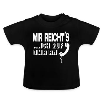 Babysprüche Ich ruf Oma an Grandma Telefon - Baby Bio-T-Shirt mit Rundhals - Schwarz - Vorne