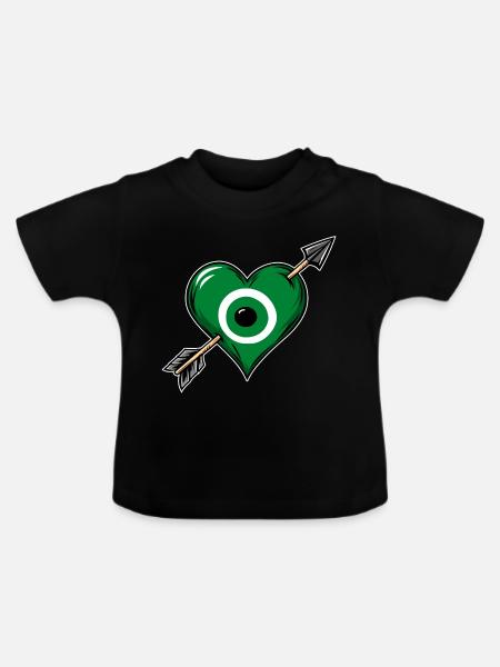 Nazarherz mit Pfeil Grün - Baby Bio-T-Shirt mit Rundhals - Schwarz