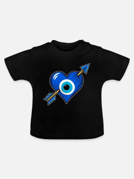 Nazarherz Pop-Art Styl - Baby Bio-T-Shirt mit Rundhals - Schwarz