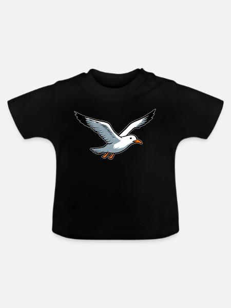 fliegende Möwe - Baby Bio-T-Shirt mit Rundhals - Schwarz