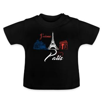 J aime Paris - T-shirt bio col rond Bébé - noir - Devant