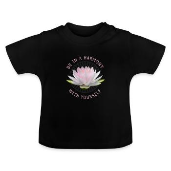 Yoga Lotus Flowers Meditation Yogilates Buddhism - Baby Organic T-Shirt with Round Neck - black - Front