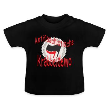 Anti-fascist action crab demo - Baby Organic T-Shirt with Round Neck - black - Front