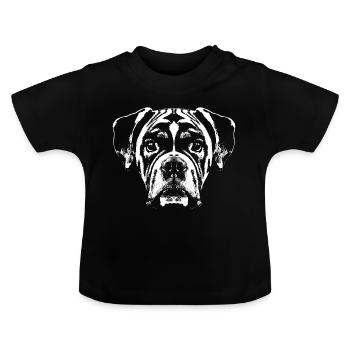 Boxer / head / dog / graphic / white - Baby Organic T-Shirt with Round Neck - black - Front