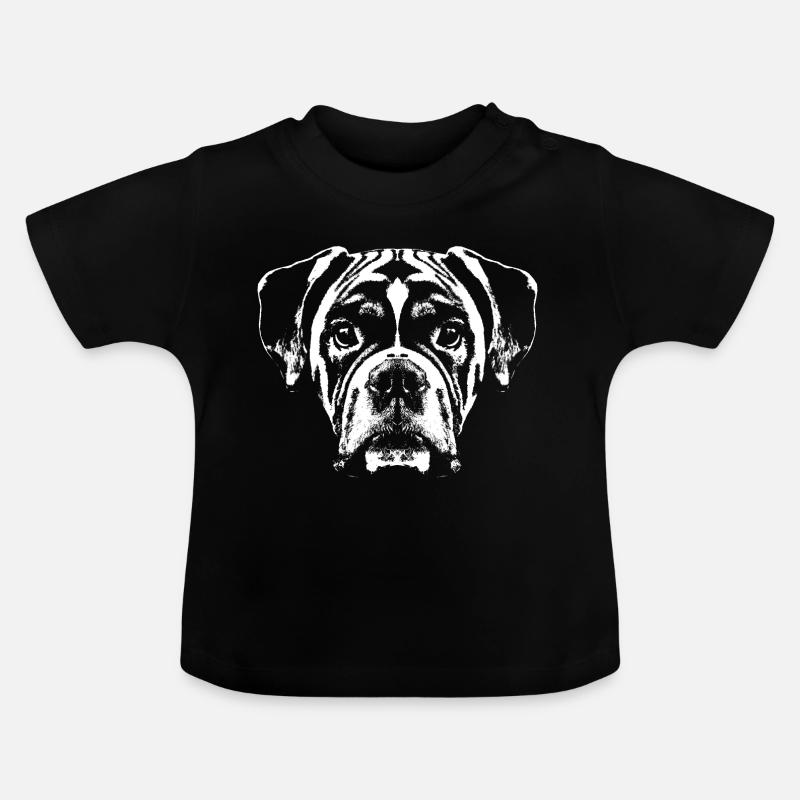 Boxer / tête / chien / graphique / blanc - T-shirt bio col rond Bébé - noir