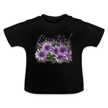 Fleurs Beautiful Perséphone - T-shirt bio col rond Bébé - noir - Devant