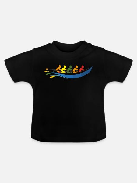 Rudermannschaft Comic Look - Baby Bio-T-Shirt mit Rundhals - Schwarz