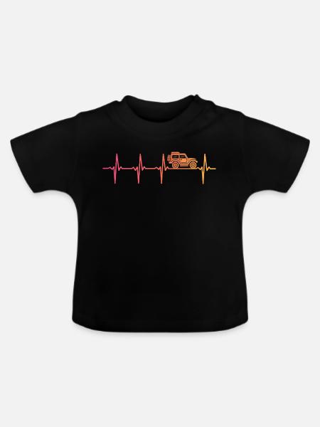 Offroad Sunset 4x4 Offroad-Geländefahrzeug - Baby Bio-T-Shirt mit Rundhals - Schwarz
