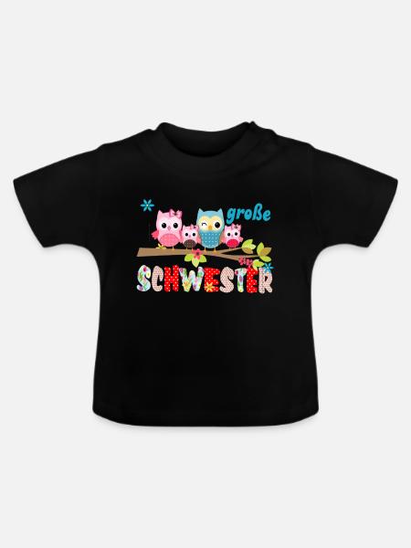 big sister bird family - Baby Organic T-Shirt with Round Neck - black
