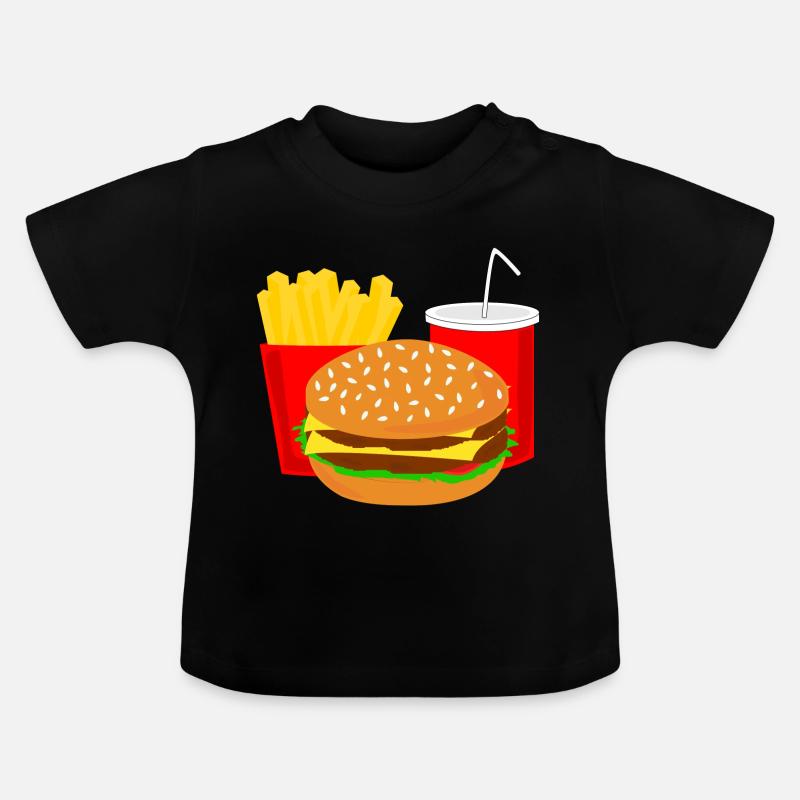 Menu Burger Fast Food Cola idée cadeau - T-shirt bio col rond Bébé - noir