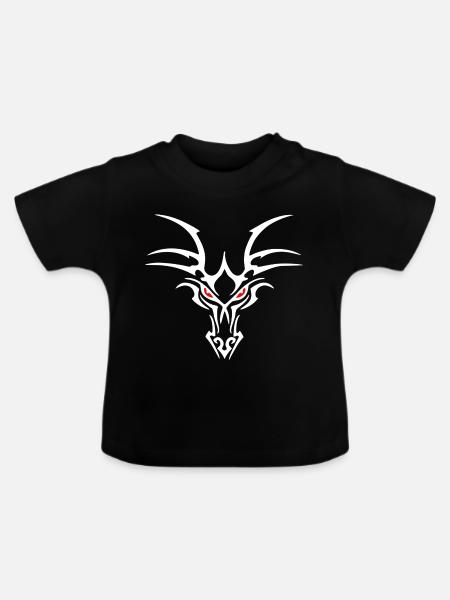 Drachenkopf weiß - Baby Bio-T-Shirt mit Rundhals - Schwarz