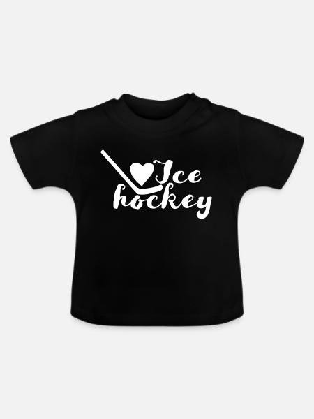 I love Ice hockey - Baby Bio-T-Shirt mit Rundhals - Schwarz