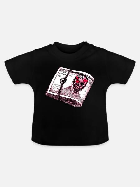 Schädel-Dollar - Baby Bio-T-Shirt mit Rundhals - Schwarz