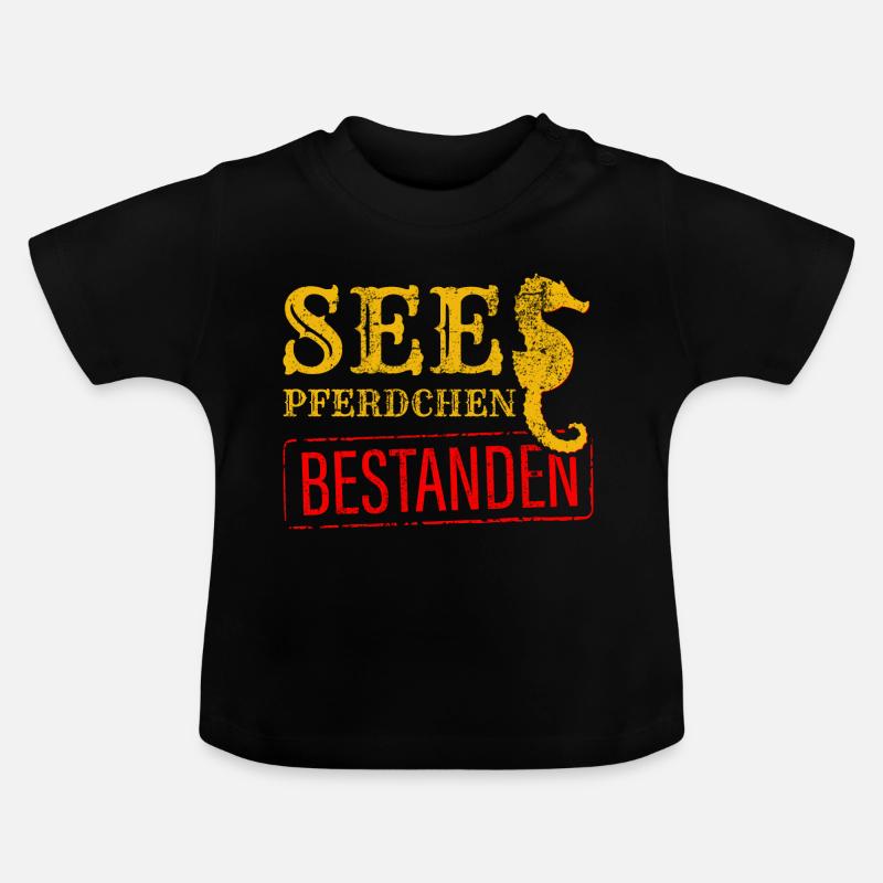 Schwimmabzeichen Seepferdchen Geschenk - Baby Bio-T-Shirt mit Rundhals - Schwarz