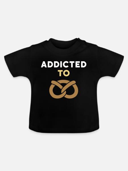 Addicted to pretzel (Brezel) - Baby Bio-T-Shirt mit Rundhals - Schwarz