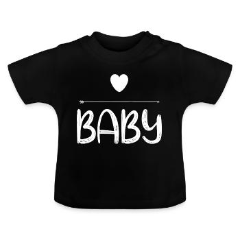Baby Herz Pfeil - Baby Bio-T-Shirt mit Rundhals - Schwarz - Vorne