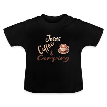 Camping Coffee Jesus - Baby Organic T-Shirt with Round Neck - black - Front