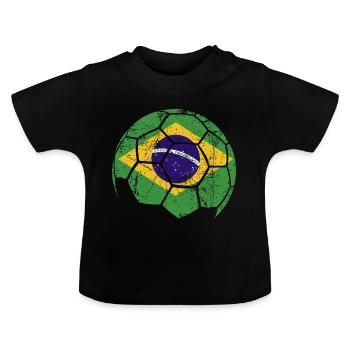 Brésil Ballon de football de football - T-shirt bio col rond Bébé - noir - Devant