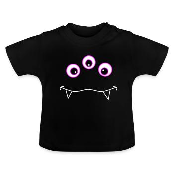 Monster face - Baby Organic T-Shirt with Round Neck - black - Front