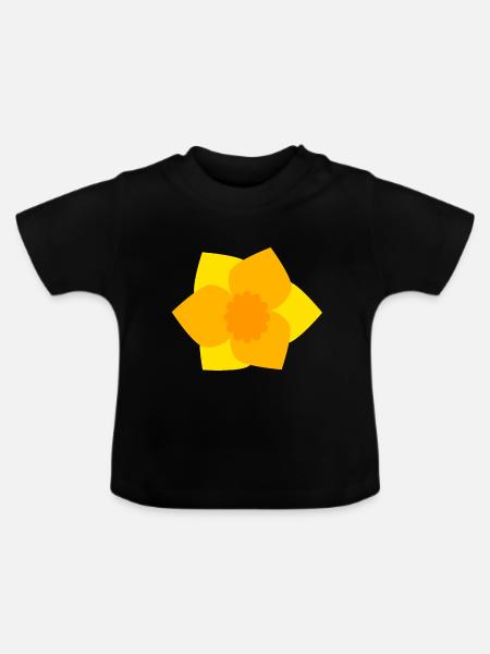 Narzisse - Baby Bio-T-Shirt mit Rundhals - Schwarz