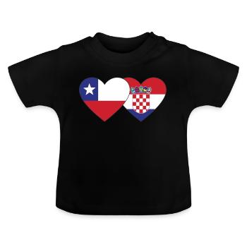 Chile Kroatien Flagge Herz - Baby Bio-T-Shirt mit Rundhals - Schwarz - Vorne