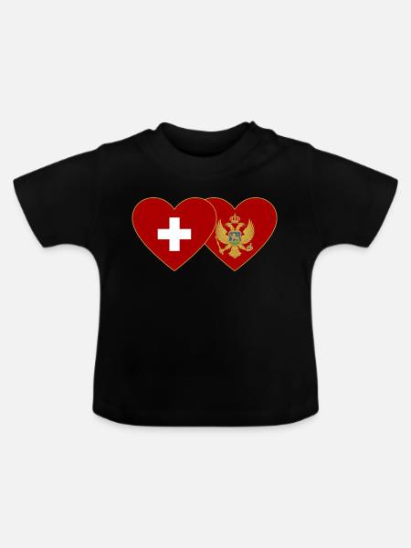 Schweiz Montenegro Flagge - Baby Bio-T-Shirt mit Rundhals - Schwarz