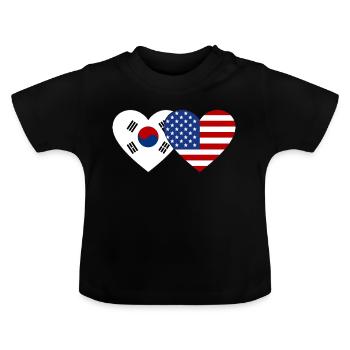 Corée du Sud États-Unis Flag Heart - T-shirt bio col rond Bébé - noir - Devant